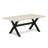 6 Piece Dining Set Contains a Rectangle Dining Room Table with X-Legs and 4 Dark Gotham Linen Fabric Upholstered Chairs with a Bench, Black Finish-85265051-85265045