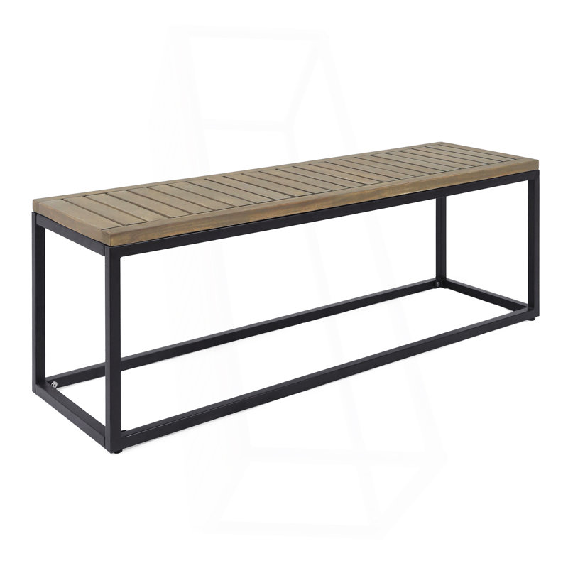 Banc industriel en bois et métal, Gris + noir