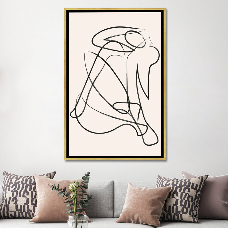 « Déconstruit silhouette Natural » par Mambo art studio-impression, H 60 po x l 40po x P 1,5 po, Toile encadrée d'or