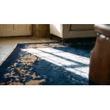 Hand Knotted Pile Rectangle Wool Blue 1920s Antique Rug