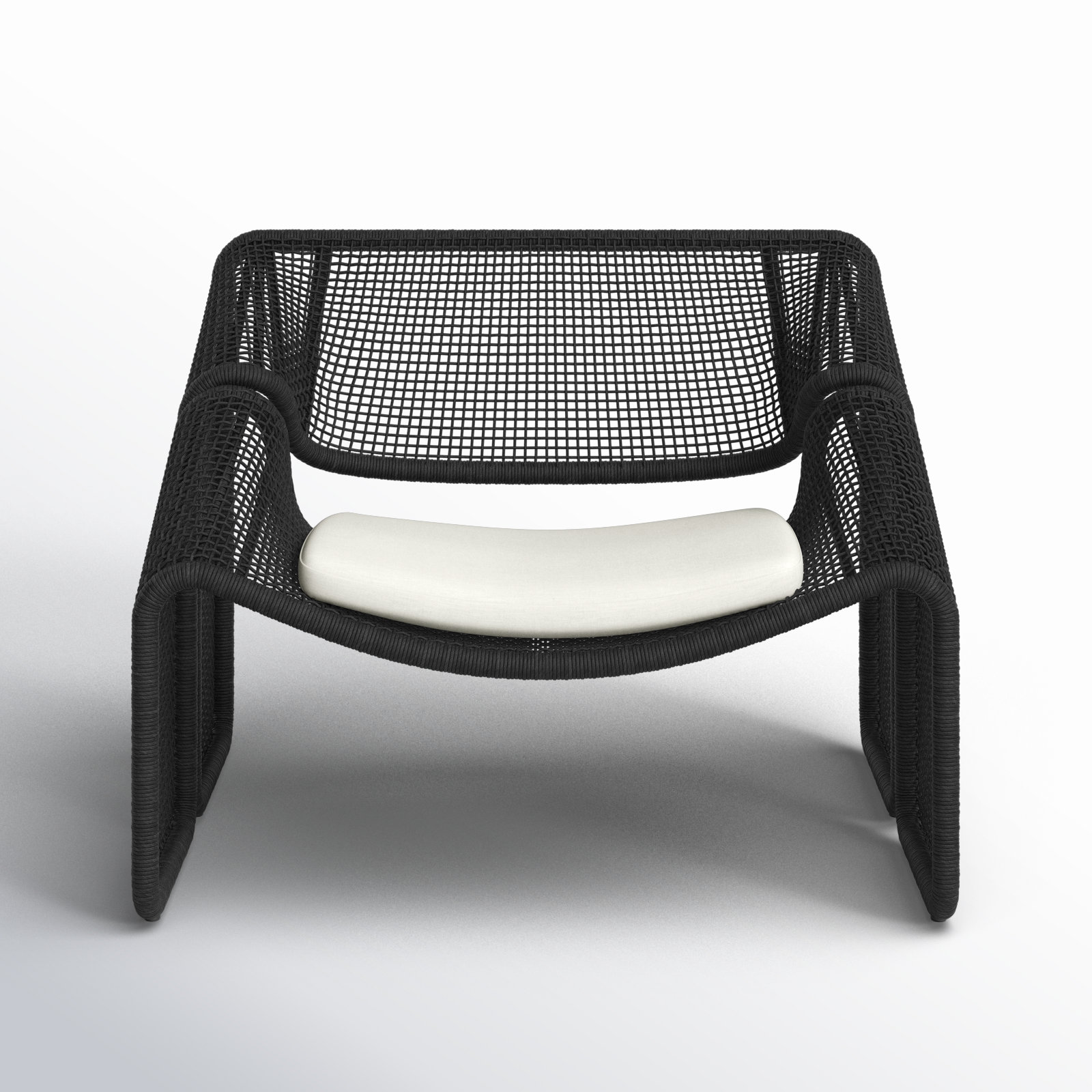 Aliza Wicker Outdoor Lounge Chair, Ivory/Faux Black Hyacinth