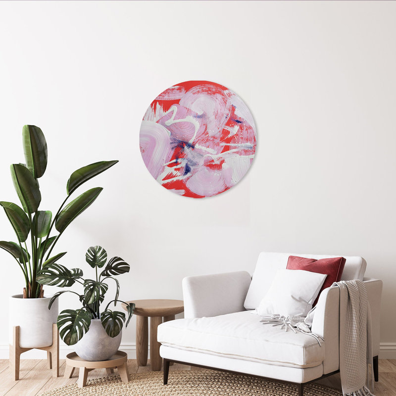 Maracuya Berry Abstract Round Acrylic Art by Oliver Gal, 12" H x 12" W