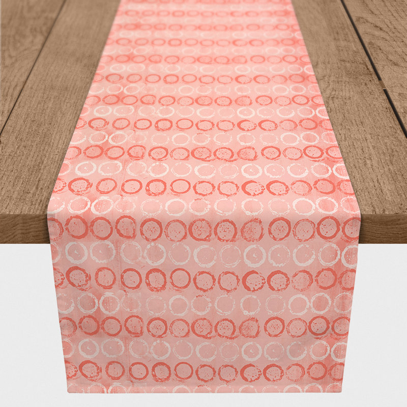 Mcintosh Geometric Table Runner, Coral, 90" L x 16" W, Geometric 1