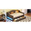 Lit de jour gris rembourré simple TG avec DEL sur les deux côtés, 2 tiroirs et chambre à coucher recouverte de lin avec un aspect rembourré pour un repos confortable-782826191
