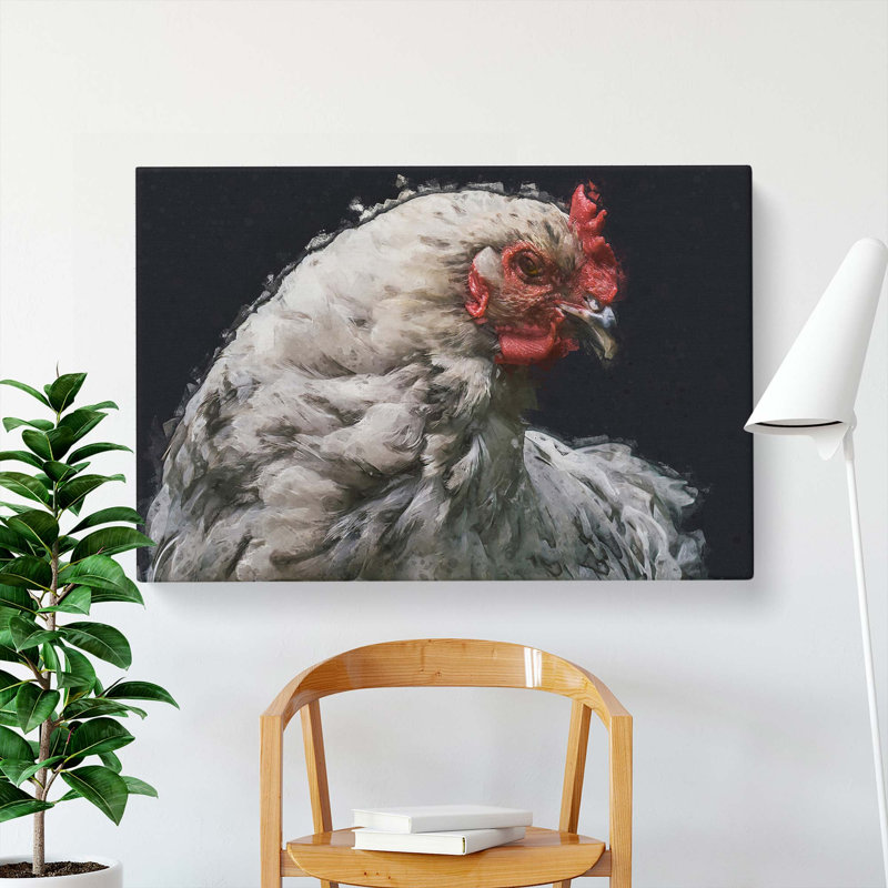 White Hen In Abstract - Wrapped Canvas, 40cm H x 60cm W x 3cm D