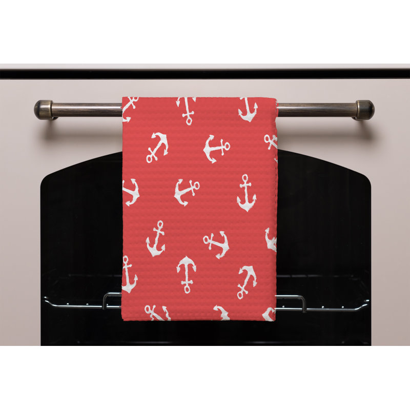 Cotton Waffle Tea Towel Kitchen Towel, Red