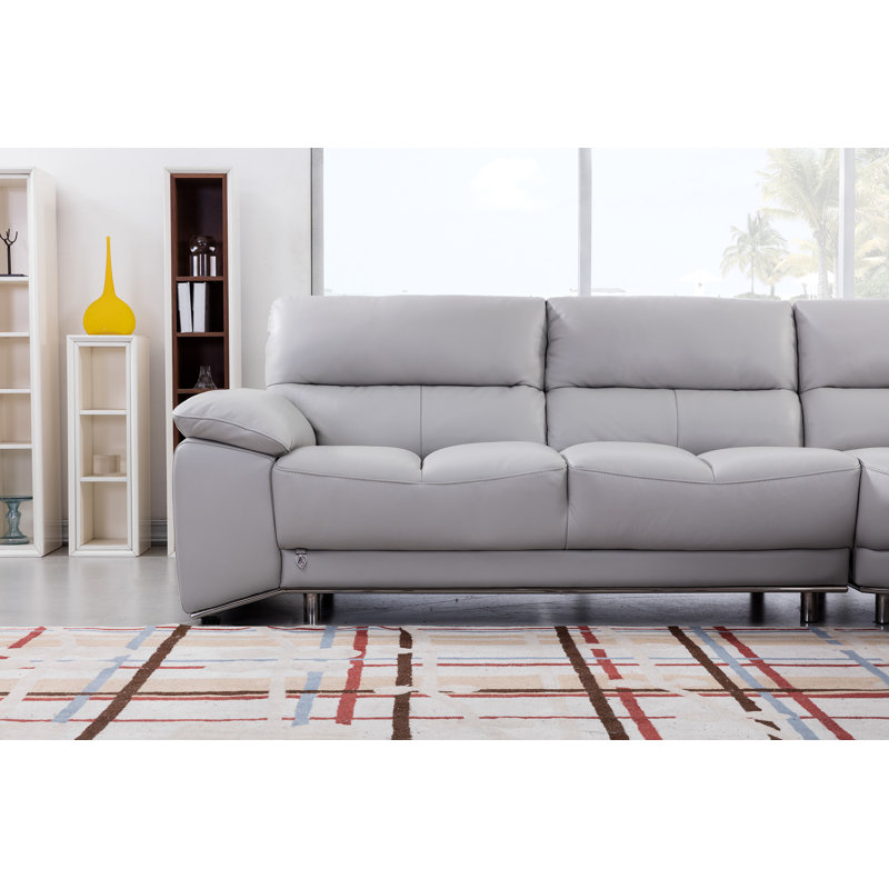 Canapé modulaire d’angle modulaire en cuir véritable de 111 po argenziano