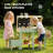 Kids Outdoor Mud Kitchen, Solid Wood Play Kitchen with Working Faucet, Detachable Sink, Planter Box, Bug Viewer and Accessories