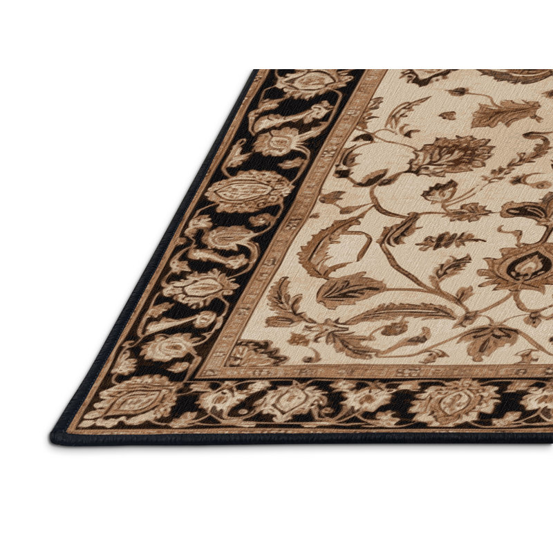Tapis brun lavable à la machine, Rond 6 pi