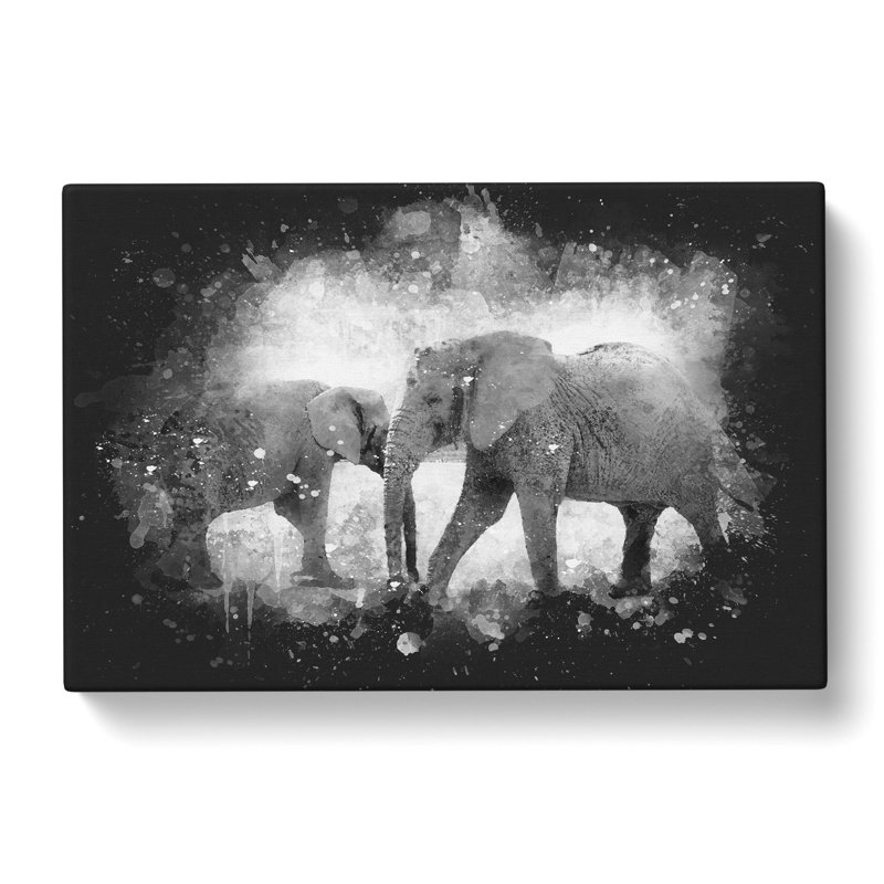 Elephants Crossing Paths - Wrapped Canvas Painting Print, 50cm H x 76cm W x 3cm D