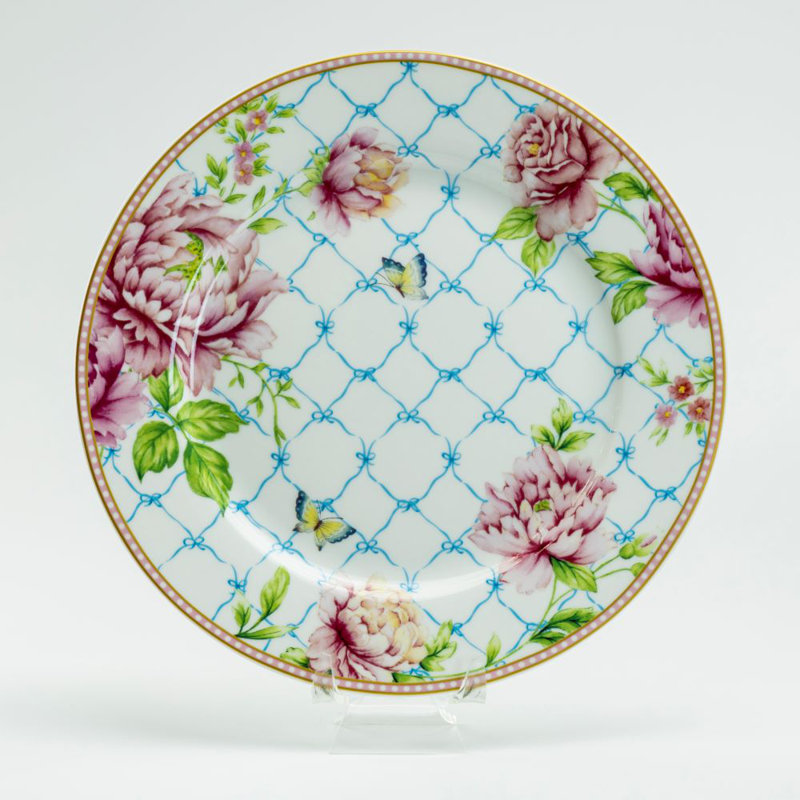 Assiette à dessert en porcelaine Peony Garden, ensemble de 4