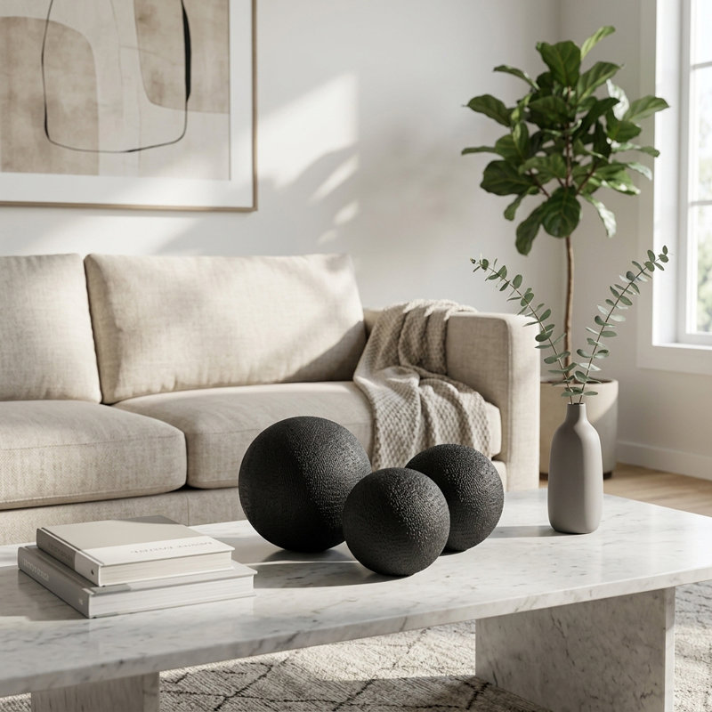 Objets décoratifs et statues pour la décoration intérieure - Sculpture Orbes noirs pour la cuisine ou le salon, 6 po