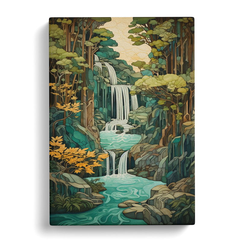 Waterfall Nouveau - Wrapped Canvas, 76cm H x 50cm W x 3cm D