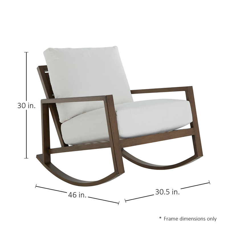 Chaise berçante d'extérieur en aluminium forgé Avondale, No Welt + Dream Fill, Perigold Poros coquille d'œuf, Chêne