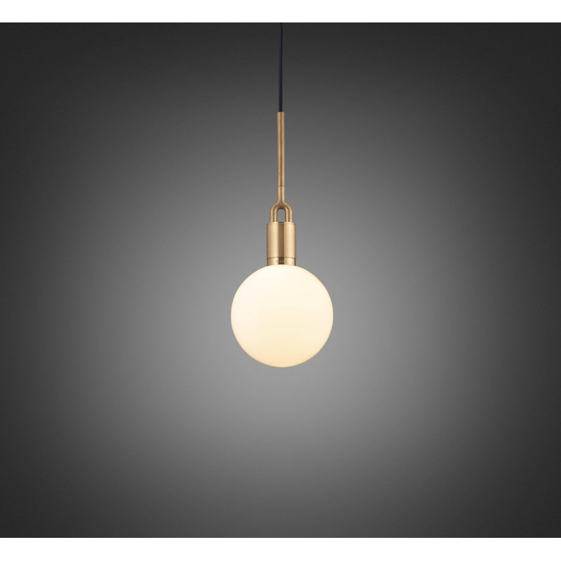 Linear Knurl 1 - Light Sphere Pendant, Brass/Opal