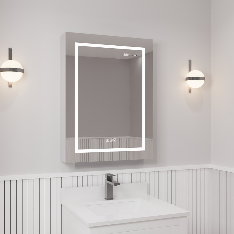 Armoire à pharmacie avec miroir à DEL de 20 po x 32 po Brayden Studio® Courtund, S'ouvre à gauche vers l'extérieur