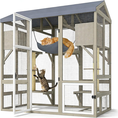 Enceinte d'extérieur pour chat à 4 niveaux Catio