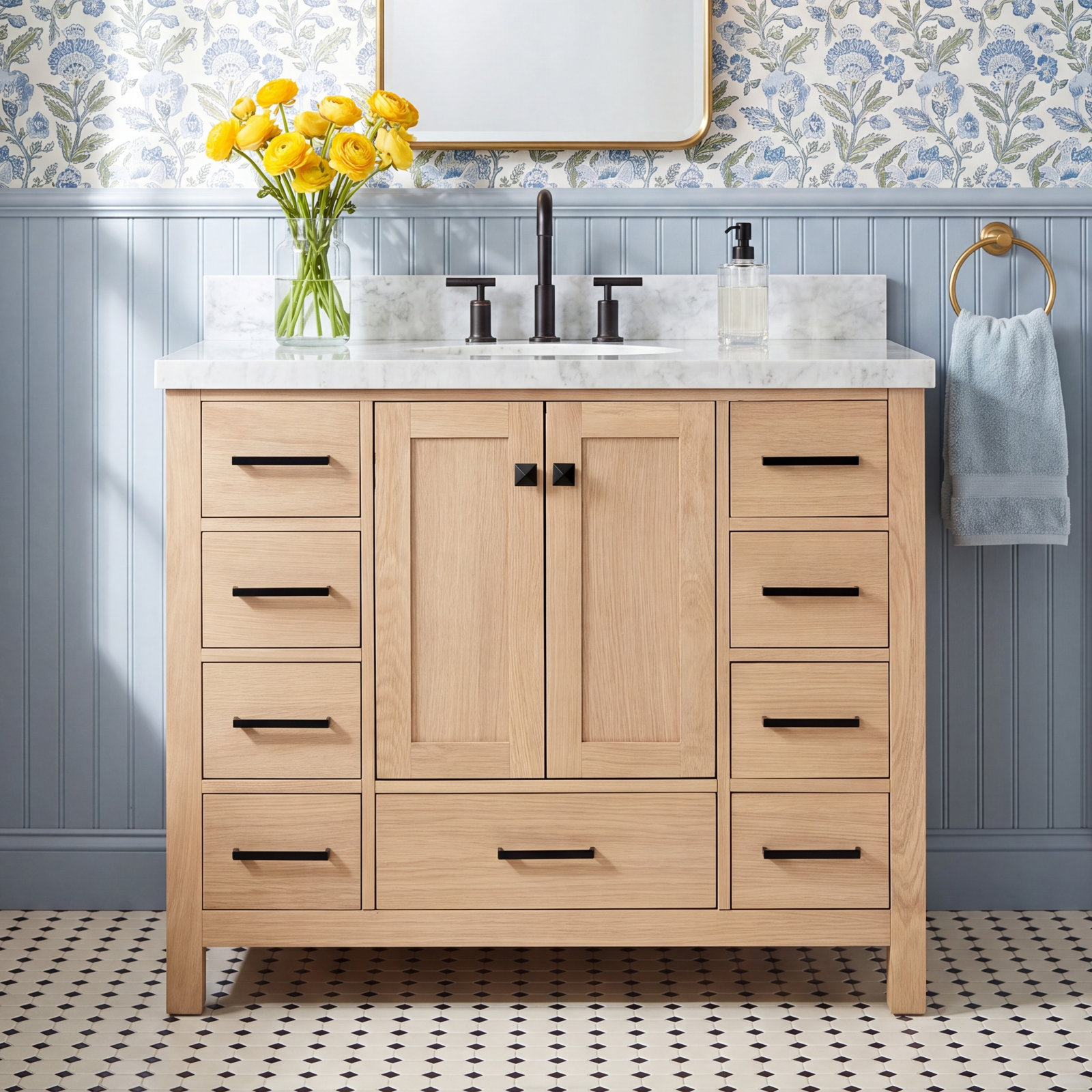 Cambridge 43'' Single Bathroom Vanity, Oak / Matte Black, null