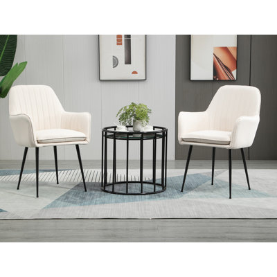 Beaury Fabric Armchair in Cream