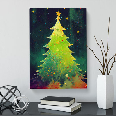 Christmas Tree Paint Splatter - Wrapped Canvas