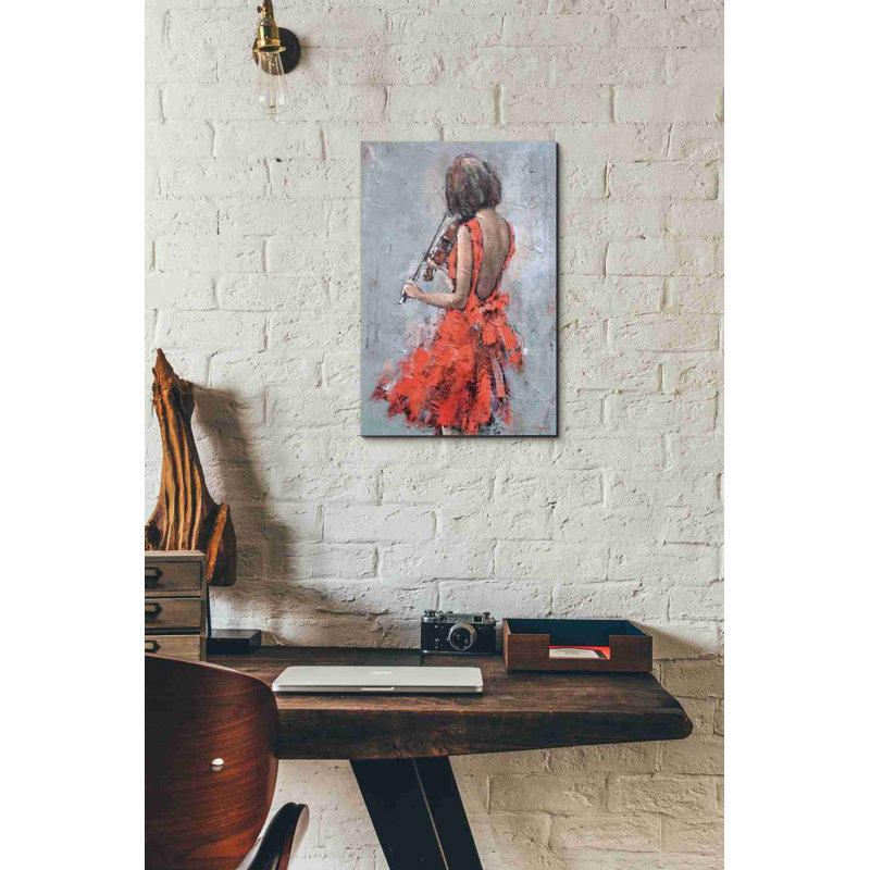 «Violinist in Red» par Alexander Gunin, art mural sur toile, H 18 po x l 12 po x P 0,75 po