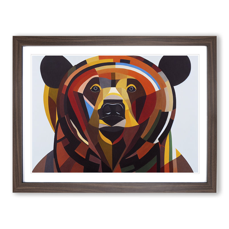 Abstract Bear Vol.3 - Framed Print, 34cm H x 46cm W x 2cm D, Walnut