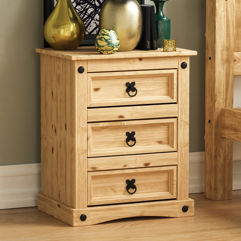 Natrone 48cm W Solid Wood Bedside Table