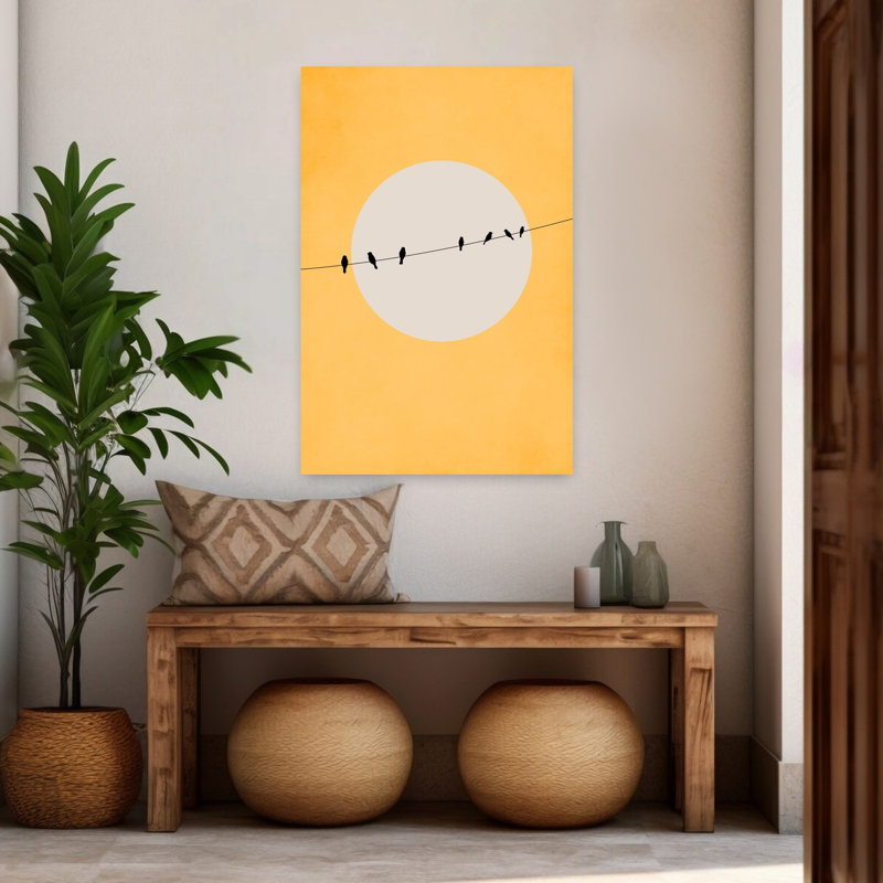 Art contemporain, paysage contemporain abstrait, oiseau, H 48 po x l 32 po