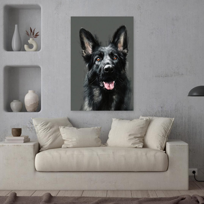 Art contemporain de chien berger allemand, H 36 po x l 24 po