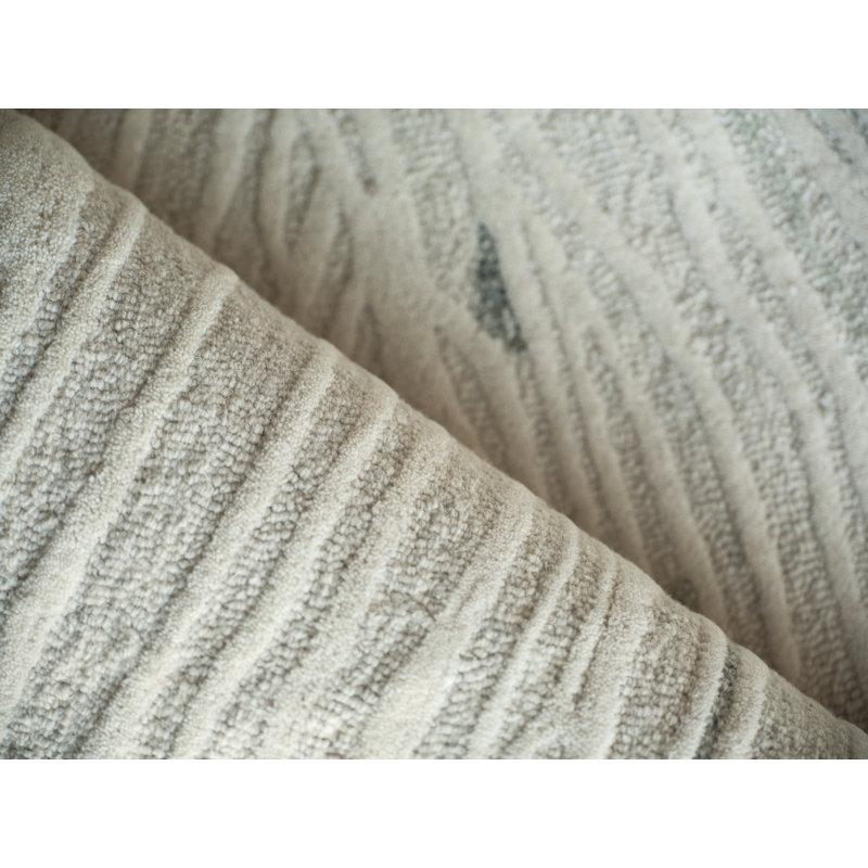 Entro Handmade New Zealand Wool, Silver/Ivory Area Rug, Rectangle 9' x 12'