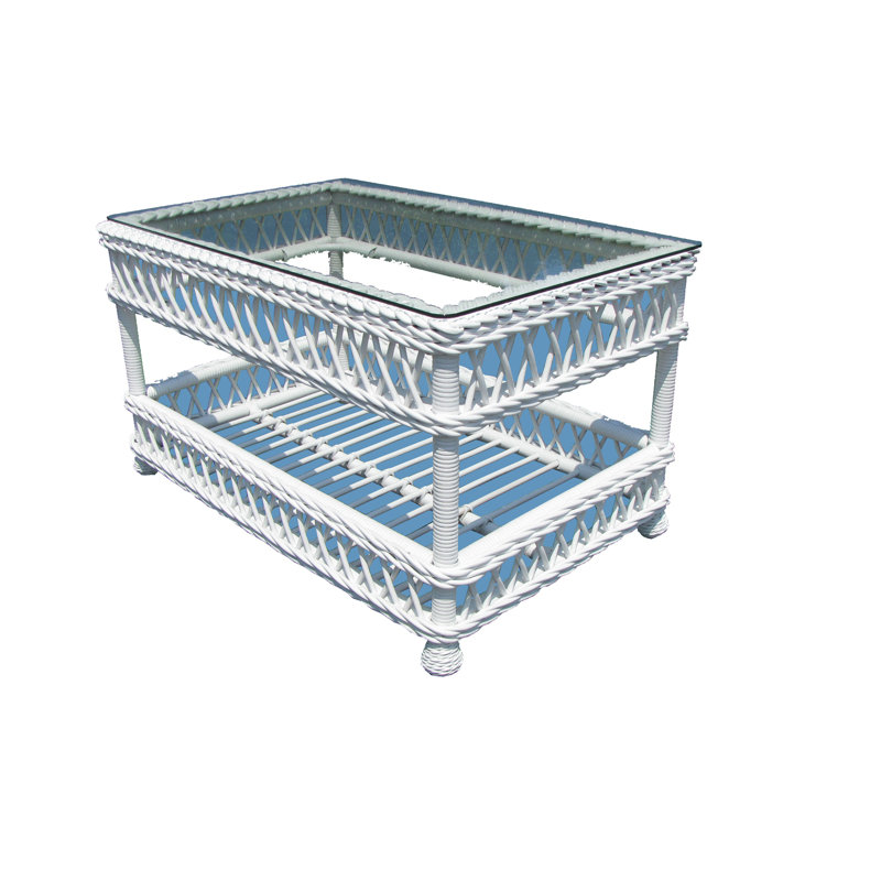 Rosado Glass Top Coffee Table, White