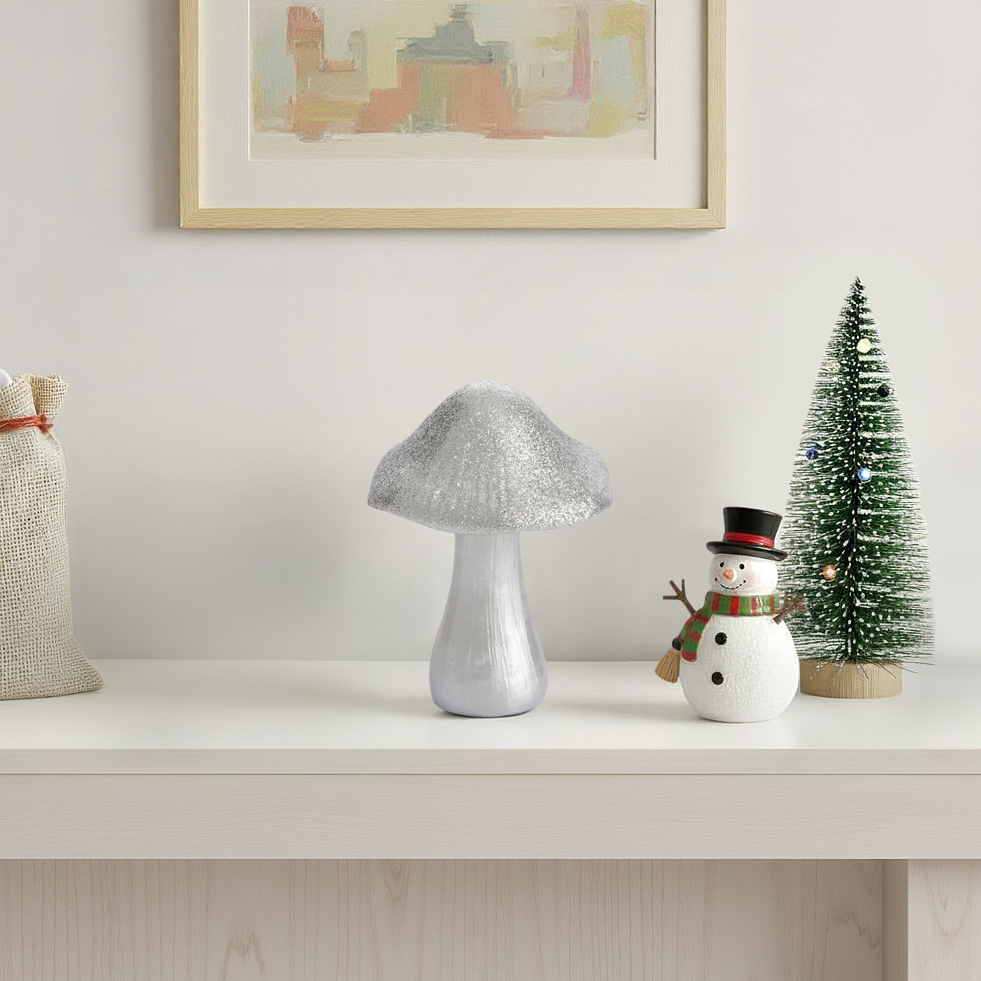 Mushroom Figurine, 5.25" H x 3.75" W x 3.75" D