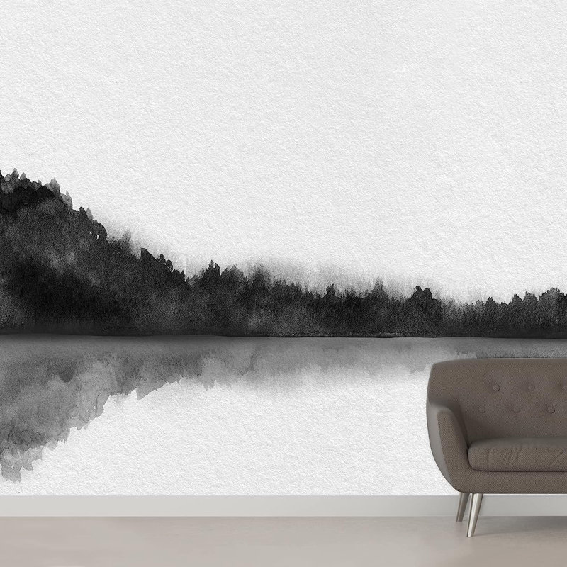 Murale à peindre aquarelle noire et blanche, L 66 po x l 96 po