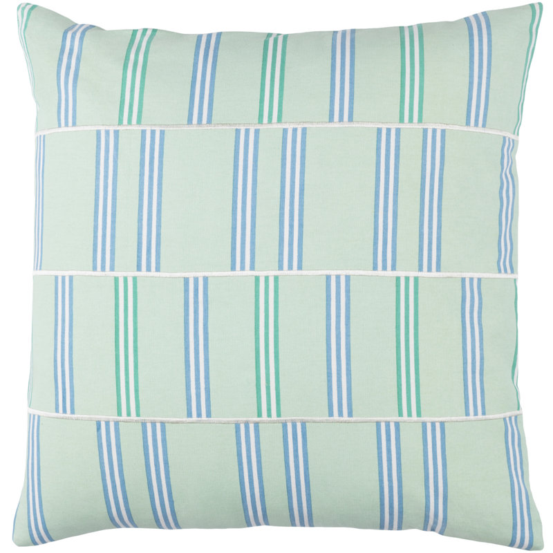 Lina Geometric Cotton Pillow Cover, 18" H x 18" W x 1" D, Green/Blue