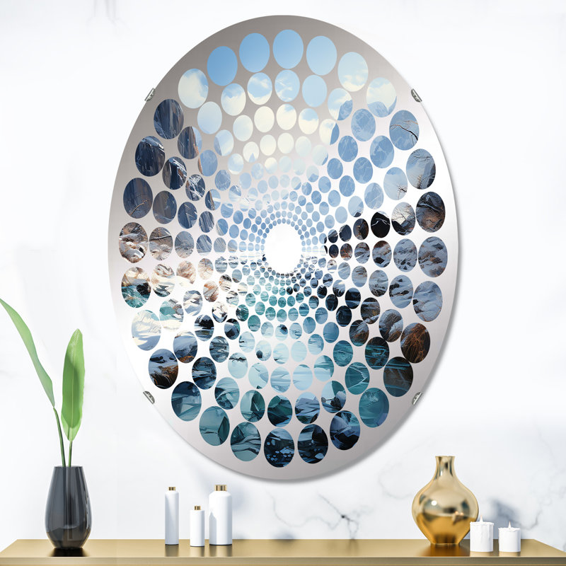 Miroir décoratif Island Glacier en hiver - Radial Dot-MIR113288-Oval, 35,4 po x 23,6 po