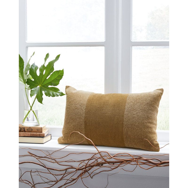 Striped Cotton Reversible Throw Pillow, Yellow