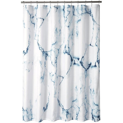 Rideau de douche en marbre bleu et blanc avec crochets - Rideau de salle de bain en tissu imperméable avec impression 3D, œillets en métal renforcé, taille standard 72 po x 72 po