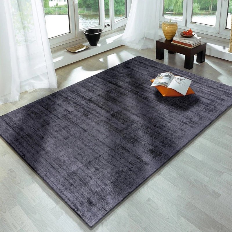 Tapis argenté fait à la main, Rectangle de 8 pi x 10 pi
