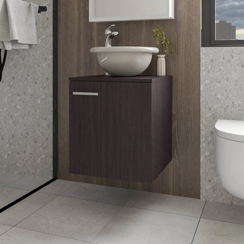 Meuble-lavabo avec lavabo intégré Wengue, Marron foncé