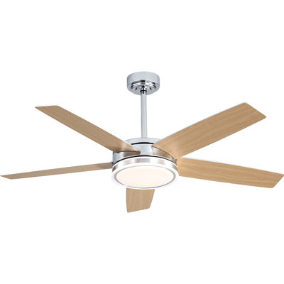 52" Modern Ceiling Fan with Lights and Remote, Chrome Ceiling Fan with Reversible Blades