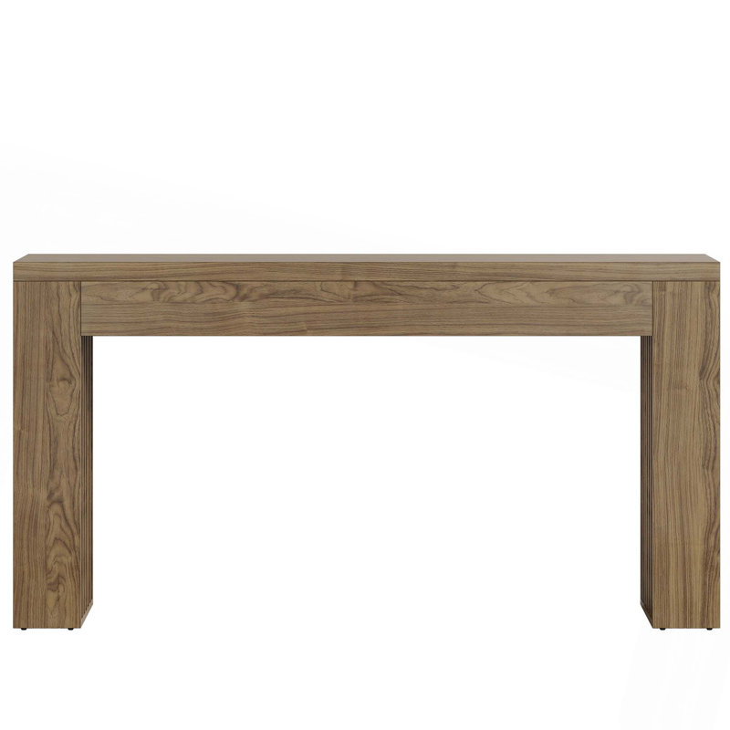 59" Farmhouse Console Table With Vertical Slat Legs For Hallway, Living Room & Small Spaces