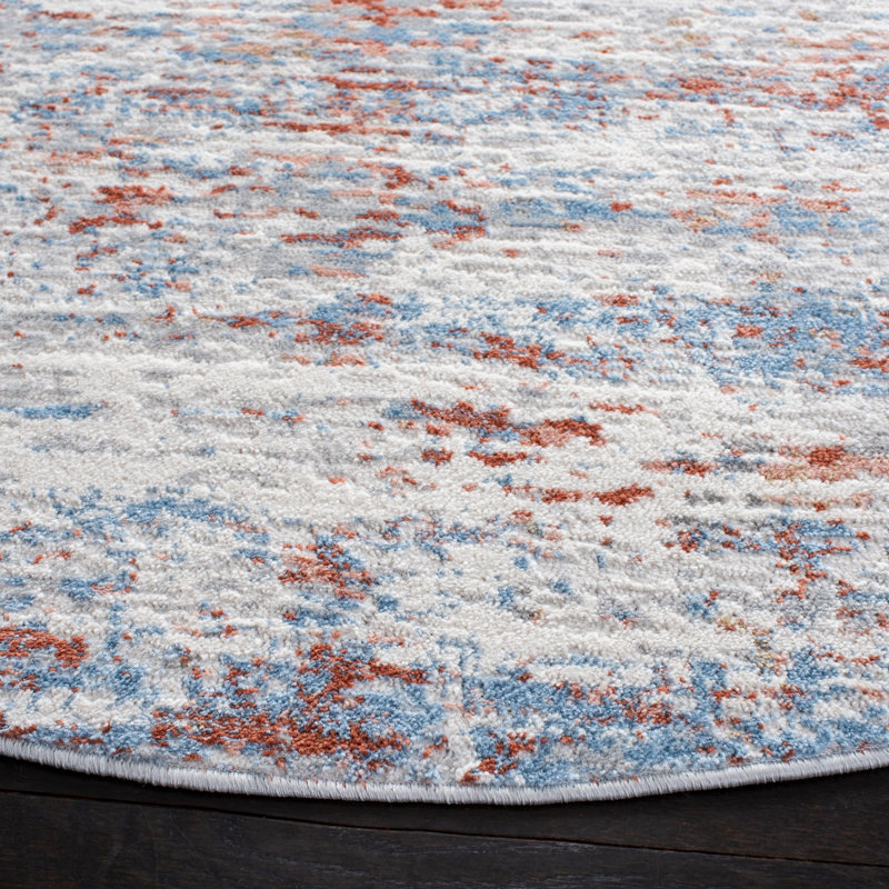 Amelia Cotton Abstract Rug, Round 6'7"