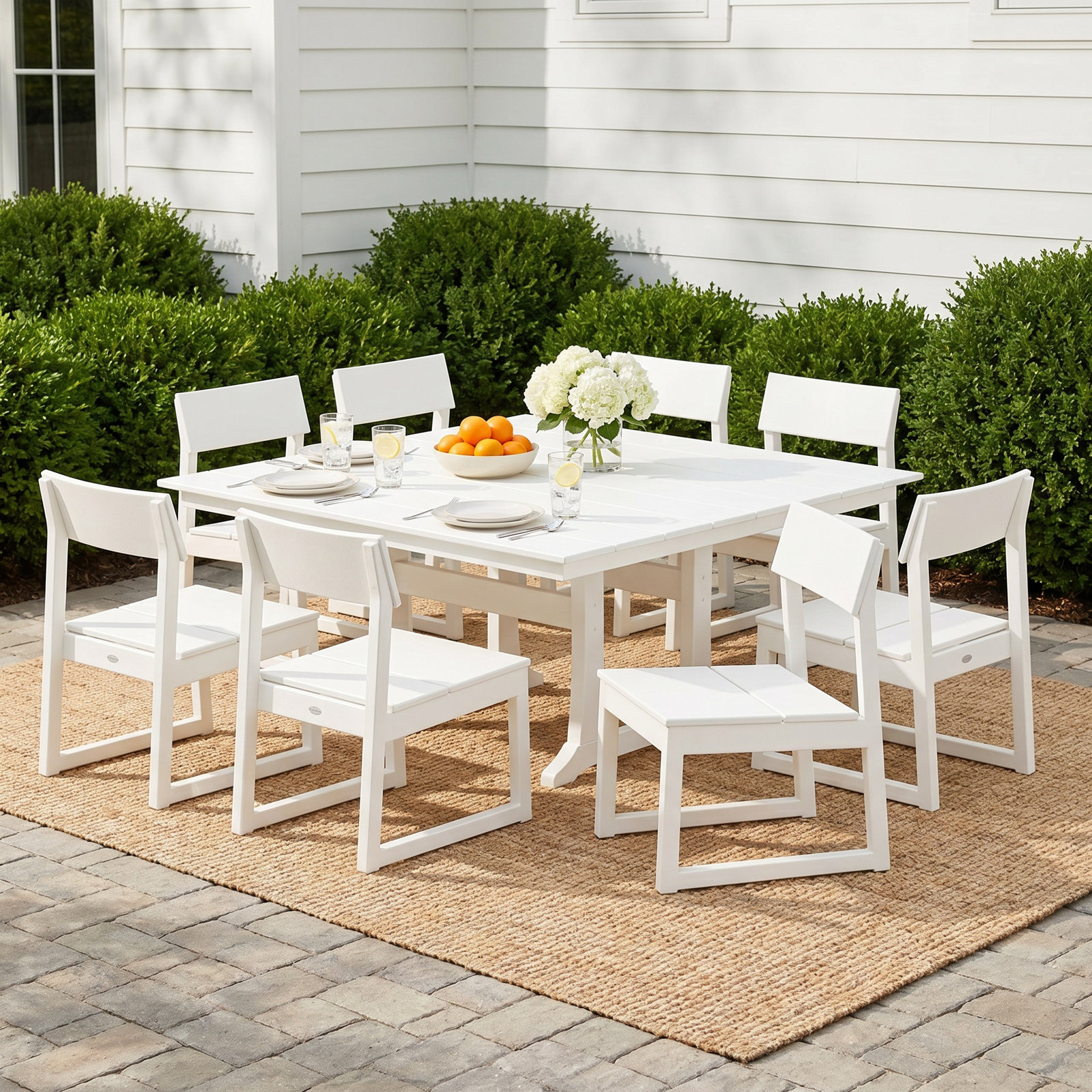 POLYWOOD® Edge 60" Patio Dining Set, Mahogany