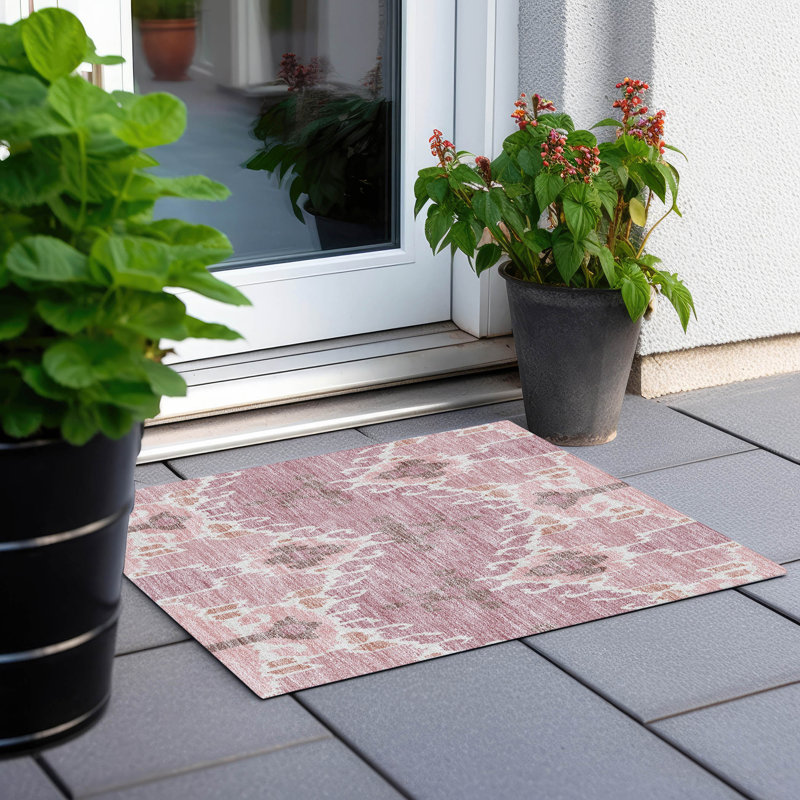 Tapis d'entrée / extérieur antidérapant Caziyah, Rectangle 1'8" x 2'6"