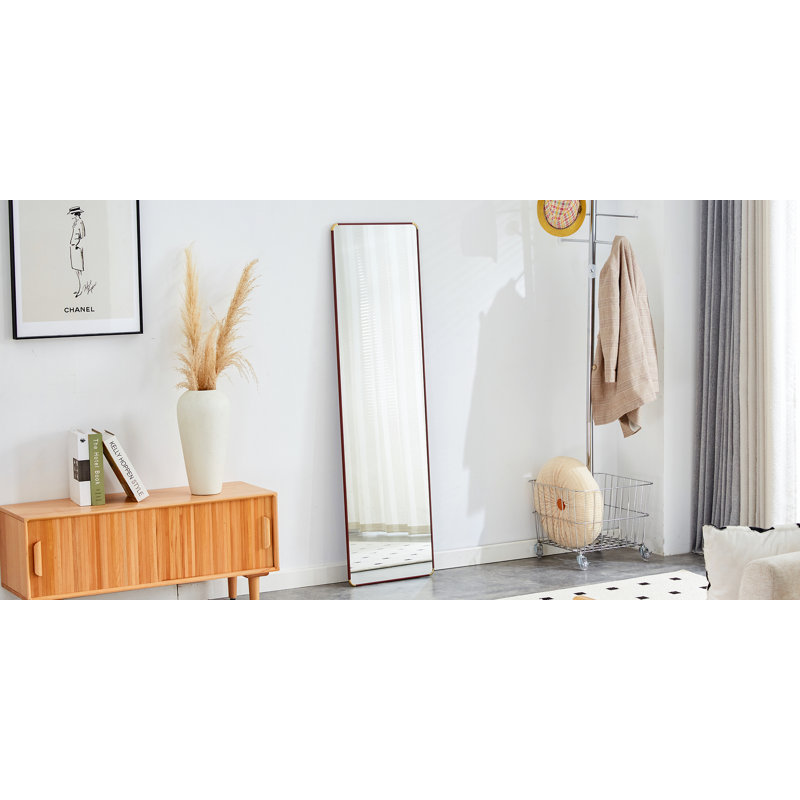Kalianne Wood Rectangle Mirror, Walnut, 60" H x 16.5" W