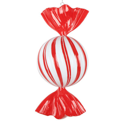 13" High-Gloss Round Swirl Candy Ornament.