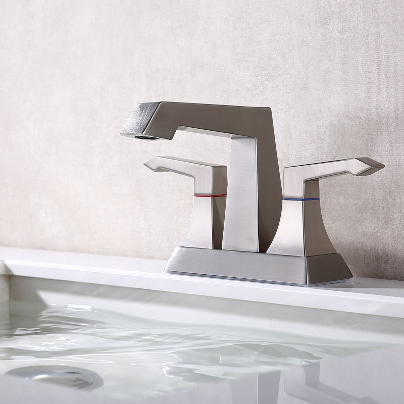 Centerset 2-handle Bathroom Faucet with Drain Assembly, Brushed Nickel