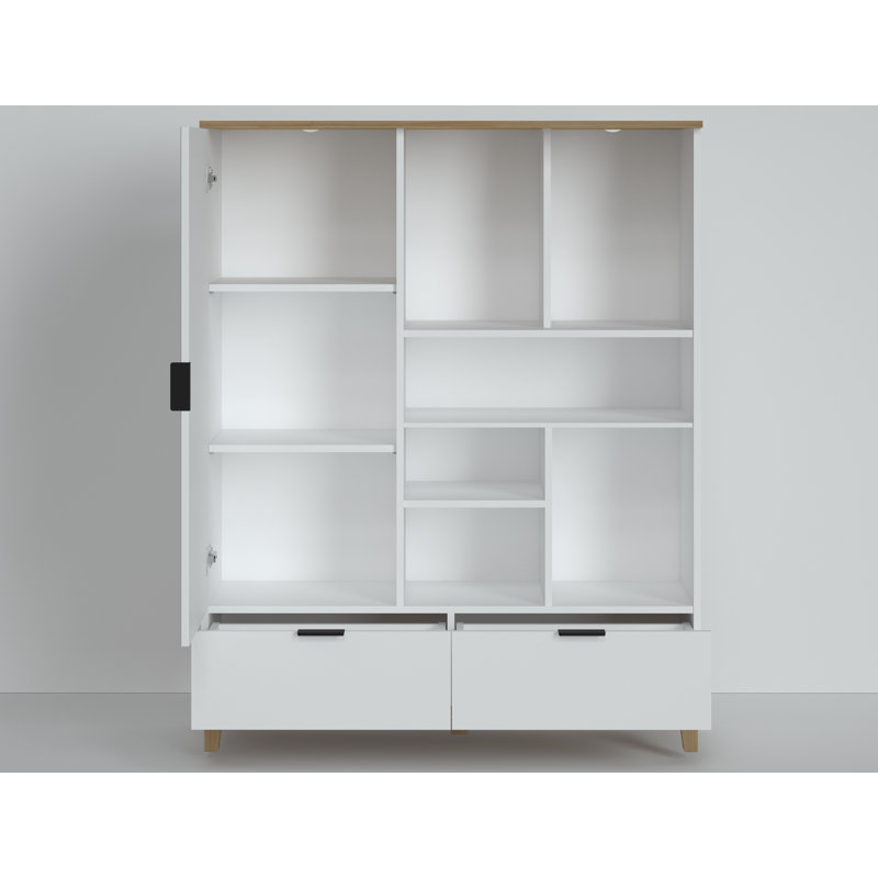 Plissee Highboard 1 Door 2 Drawers