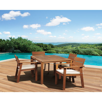 Garima 4 - Person Wood Patio Dining Set with Rectangular Table