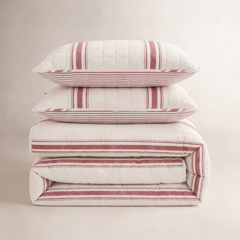 Ensemble de courtepointe 100% coton Fonti, Rouge
